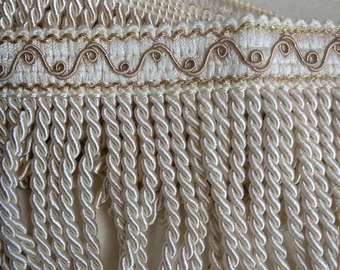 10cm-3.93" Bullion Fringe Trim |Ivory High Quality Bullion Upholstery Trim | Sold by the meter (39"/1.09yards)