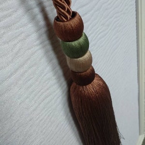 Brown green beige Tassel Tiebacks|Curtain tie backs.Modern Tassel Hold backs