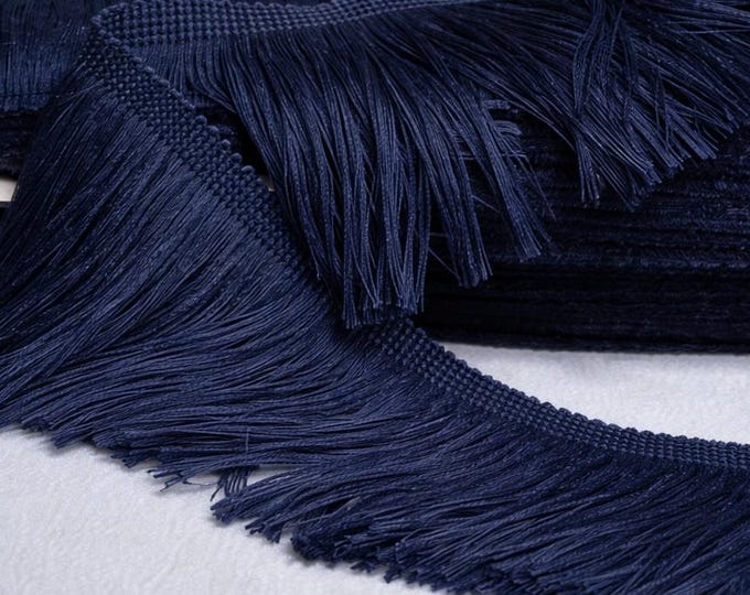 Navy Blue Chainette Trimming | 10 cm - 3.94 inches long chainette fringe trim