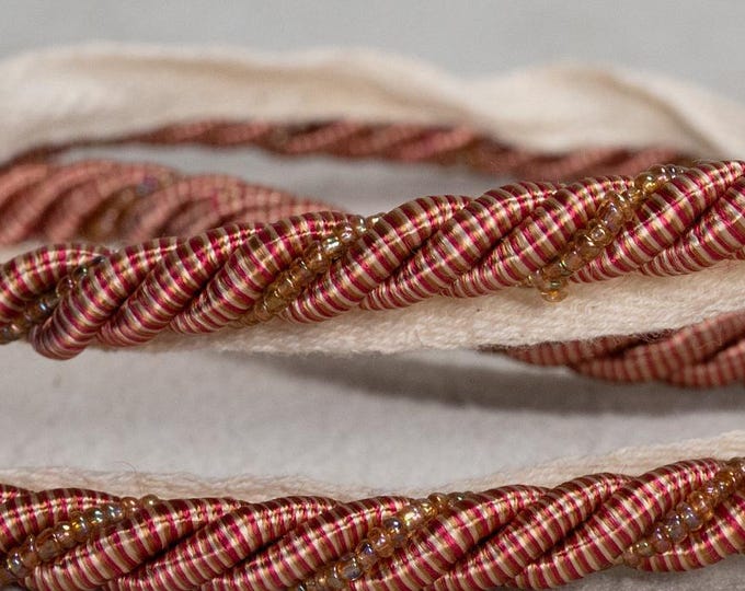 10mm-0.39" Beaded Flanged Piping Cord | Rust Brown Upholstery Cord With Beads | Sold by the meter (39"/1.09yards)