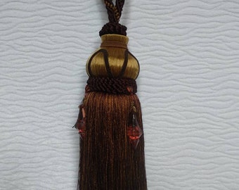 Brown gold Tassel Tiebacks|Curtain tie backs.Modern Tassel Hold backs