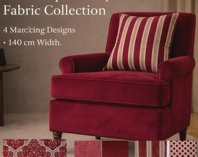 Velvet Red Classic Chenille Upholstery Fabric | 140 cm - 55 inches width upholstery fabric