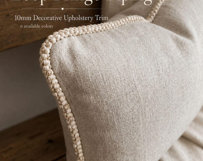 Decorative Loop Fringe Piping Trim 10mm – Upholstery Cord for Cushions, Sofa Edging & Curtains | Flanged Trim by the Meter