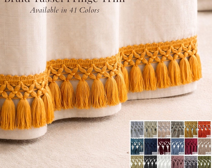 Tassel Fringe Trim by the Meter – Braid Curtain & Upholstery Trim, 8cm (3.15"), 41 Colors Available