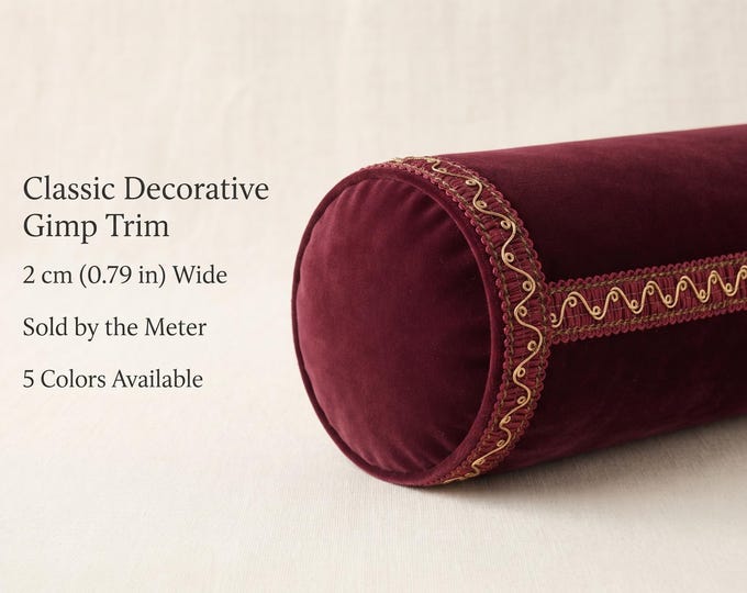 Classic Decorative Gimp Trim 2cm | Upholstery Braid Trim | Furniture & Cushion Edging | Curtain Decorative Ribbon | Sold by the Meter