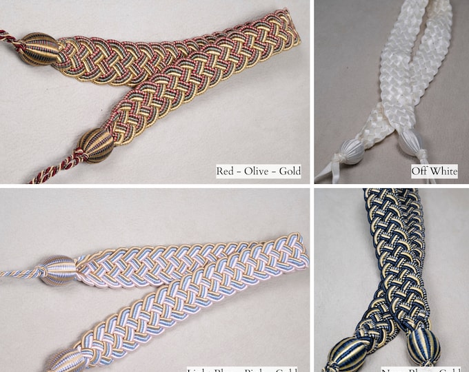 Luxurious belt Rayon Braided Curtain Tiebacks|70cm-27.5" Rayon Silky Effect Twisted Rope Embrasses|Meshes Of Ropes Curtains Tiebacks