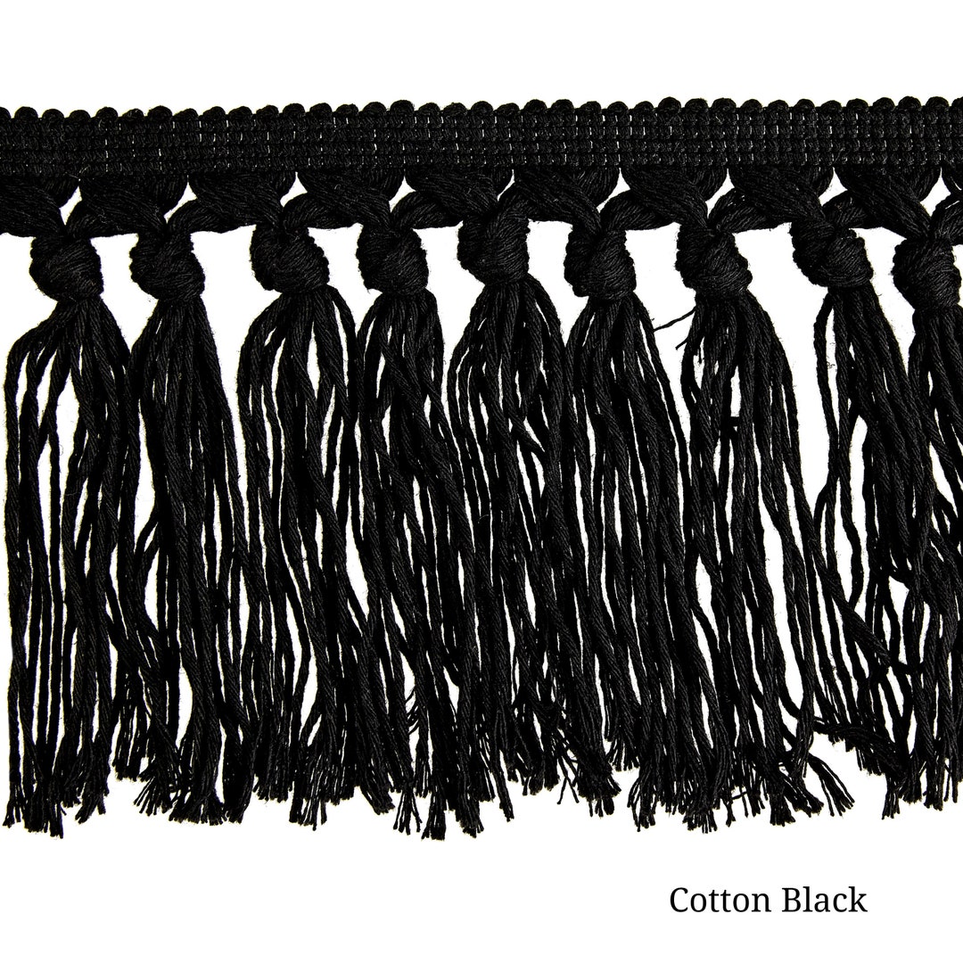 Black Knotted 100 Cotton Tassel Fringe 14 Cm 5.52 Inches Cotton Tassel