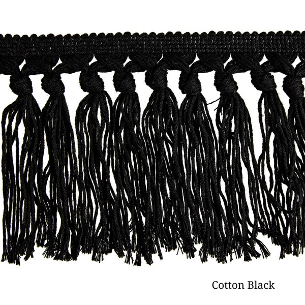 Black Knotted 100% Cotton Tassel Fringe | 14 cm - 5.52 inches cotton  tassel fringe