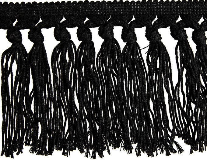 Black Knotted 100% Cotton Tassel Fringe | 14 cm - 5.52 inches cotton  tassel fringe