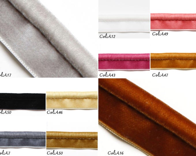 Velvet-Cotton Piping Cord 6mm/0,23'' inches |10 Colors available/soft velvet cord/velvet piping trim/upholstery, cushions trim, dyi cord.