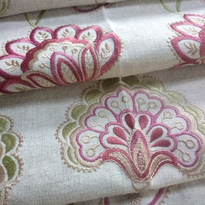 Red Embroidery Floral Curtain Fabric | Double Height 300cm/118inches