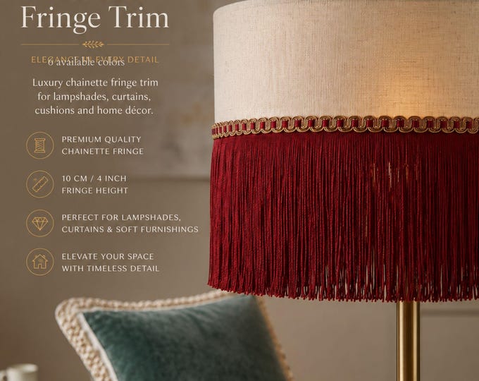 Red Chainette Triming Fringe| 10 cm - 4 inch height Chainette Fringe Trimming