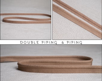 Mocha double Piping Cord  Piping |10mm-0,36" double gimp piping or 5mm - 0.196" Flanged Piping|Double Upholstery Gimp Trim