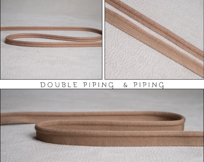 Mocha double Piping Cord  Piping |10mm-0,36" double gimp piping or 5mm - 0.196" Flanged Piping|Double Upholstery Gimp Trim