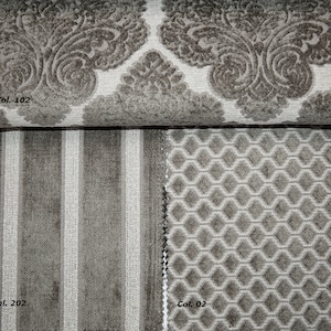 Velvet Gray Beige Classic Chenille Upholstery Fabric|140 cm - 55 inches width upholstery fabric
