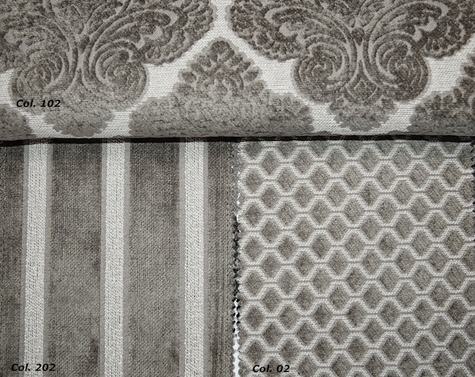 Velvet Gray Beige Classic Chenille Upholstery Fabric|140 cm - 55 inches width upholstery fabric