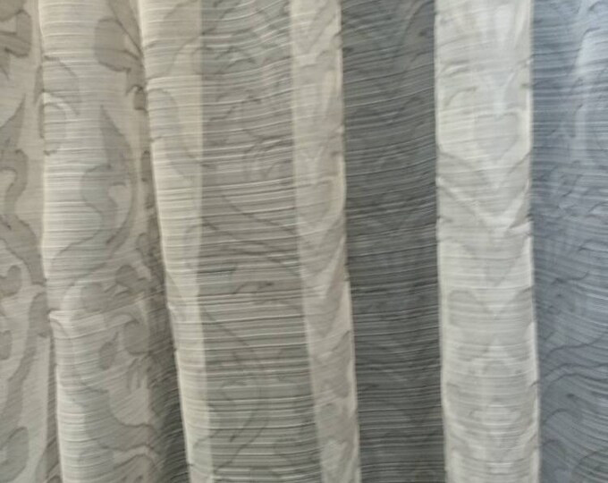 Organza grey ice damask design curtains fabric|Double Height 300cm/118inches