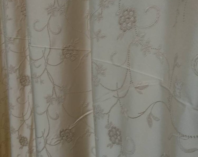 Taffeta ivory flowers jacquard curtains embroidered fabric|Double Height 300cm/118inches