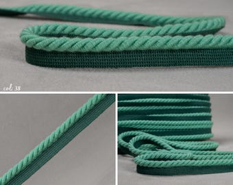 Cordón de ribete con brida Relax de 10 mm o 6 mm / Cordón grueso para tapicería color menta con cinta / Se vende por metros