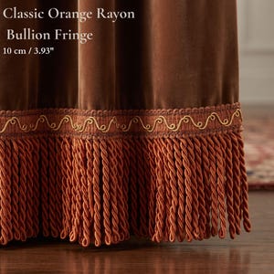 Oranje rayon franjeband | 10 cm (3,93") Luxe bekleding- en gordijnband | Per meter verkocht
