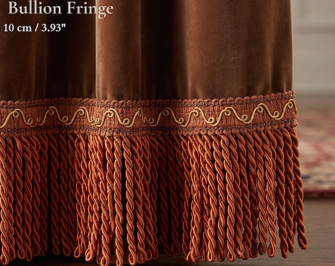 Orange Rayon Bullion Fringe Trim | 10cm (3.93") Luxury Upholstery & Curtain Trim | Sold by the Meter