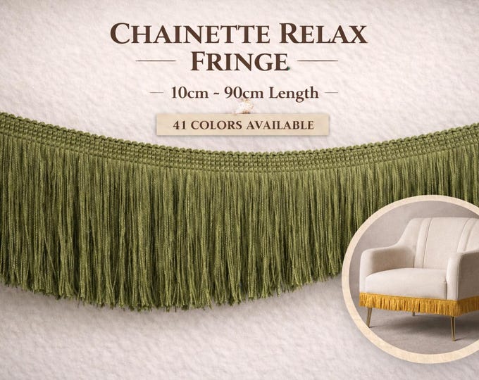 10 Meters Chainette Relax Fringe Trim – Extra Long relax Chainette – 10cm to 90cm Length – Upholstery, Curtains & Decor