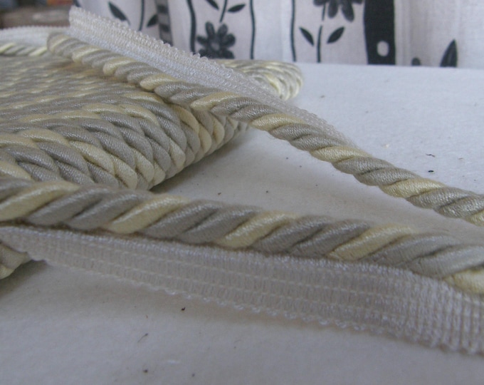 10mm-0.39" Flanged Piping Cord| Grey Yellow Upholstery Piping Cord | Sold by the meter (39"/1.09yards)