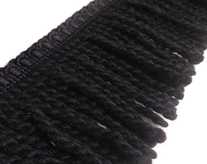 7cm(2.75")  or 12cm(4.72") Relax Bullion Fringe | Black Bullion Fringe Trim | Sold by the meter