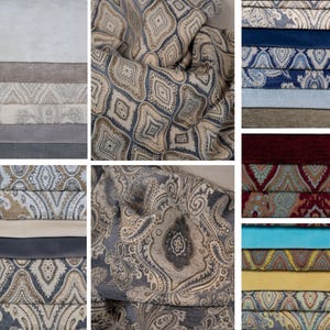 Mehrfarbiger klassischer Chenille Jacquard Möbelbezugsstoff | 140 cm Klassischer Dekostoff | 2 Muster- 6 Farben