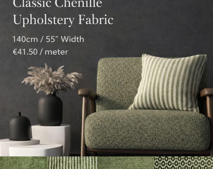 Velvet Green Classic Chenille Upholstery Fabric|140 cm - 55 inches width upholstery fabric