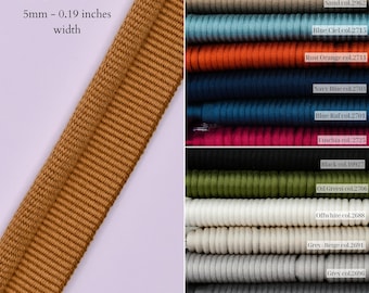 5mm-0.19" Flanged Piping Cord|14 Colors Upholstery Piping Cord| Sold by meter (39inches/1.09yards)