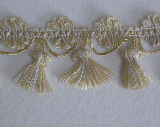 Beige Yellow - White  Tassel Fringe Trim| 6 cm - 2.36 inches Wide tassel fringe
