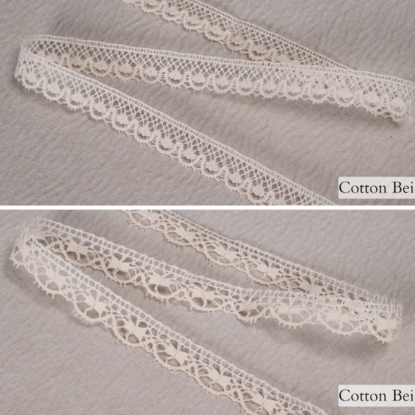 Garniture en dentelle Beige Coton Crochet vintage Braid Gimp Trim | 1.5cm-0.59" Largeur pour Coussins Sacs Jeans Robes Artisanat et autres projets de couture