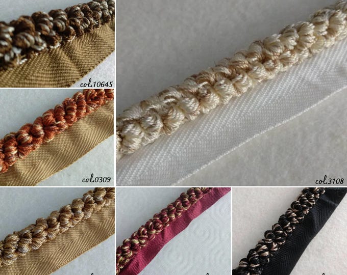 10mm-0.39" Curled Cord Trim /6colors available Loop Fringe Flanged Piping Upholstery Cord|Sold by the meter (39"/1.09yards)