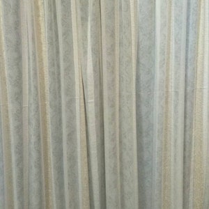 Ivory  gold striped jacquard curtain fabric | 300cm - 125 inches height fabric only