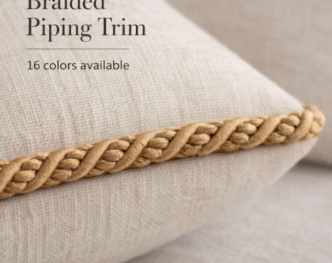 Braided Piping Trim 9mm for Upholstery & Cushions | Decorative Cord Trim | 16 Colors | Sold by the Meter