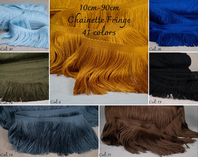 10meter-41 Col. Chainette-90 cm - 10 cm  |10 cm - 3.94 inches  to 90 cm - 35.43  inches width rich chainette fringe trimming