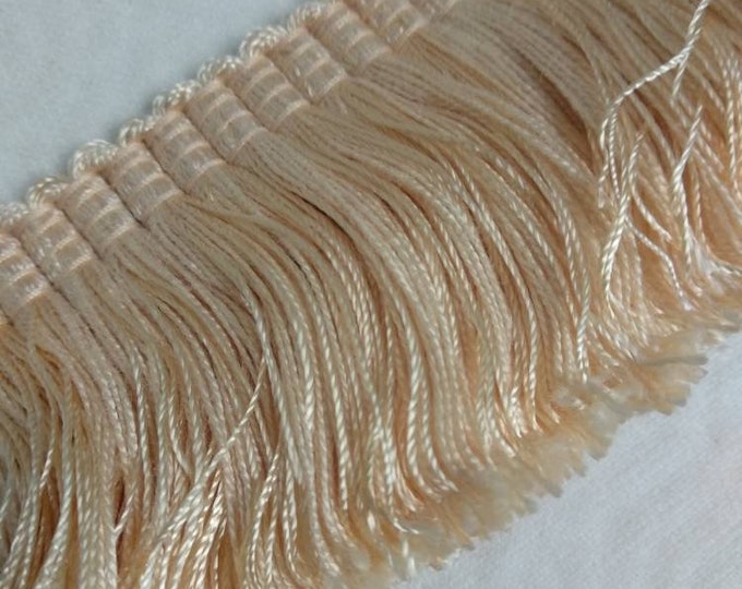 Ivory Light Beige Rayon Brush Fringe Trimming | 5cm-1.96" Height Upholstery Cushions Trim, Decorative Pillows Trim | Sold by meter