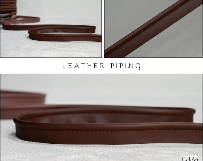 Faux Leather Brown Piping cord|5.5mm-0.22" Flanged Piping|Upholstery Gimp Trim