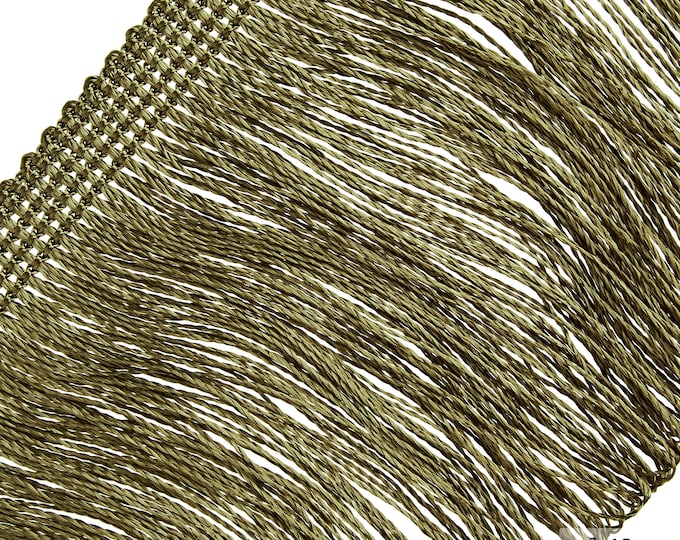 Dark Olive Oil Rayon Double Weld Fringe Trim|10 cm - 4 inch  Height fashion chainette trim