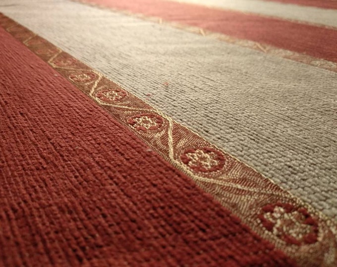 Rust Brown Beige Stripes Chenille Upholstery Fabric|Double Height 280cm-110inches