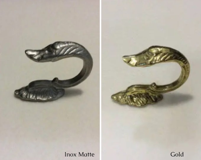 Inox Matte & Gold Cobra Design Curtains Tiebacks Wall Hooks| 5cm-1.96" Holdback Drapes Wall Decoration Hooks