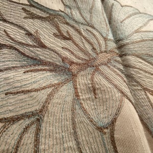 Beige Gold Flower Drapes Curtain Fabric | Double Height 300cm/118inches