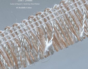 Brush Fringe Trim 2cm / 20mm (0.79") | Jute Rayon Fringe Trimming | Upholstery & Curtain Trim | Sold by the Meter
