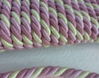 8mm-0.35" Cord Purple Pink Yellow Cotton Flanged Piping Cord | Upholstery Cord Sold by the meter (39"/1.09yards)