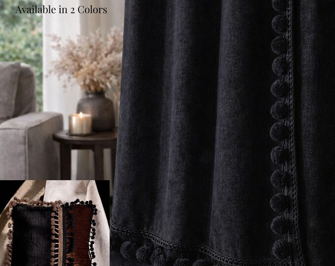 Pom Pom Fringe Trim | Decorative Pom Pom Trim for Curtains & Cushions | Upholstery Trim | Available in 2 Colors | Sold by the Meter