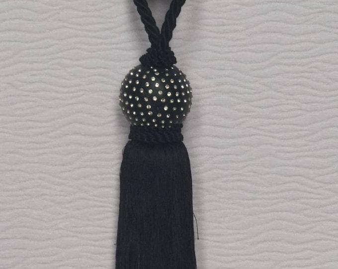 Black rhinestone Modern Tiebacks|Curtain tie backs.Modern Tassel Hold backs
