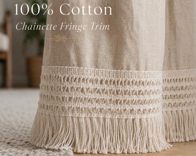100% Cotton Chainette Fringe Trim | 11cm Curtain Tassel Fringe | Upholstery & Home Decor Trim