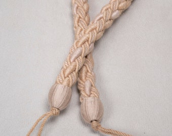 Tenda Canapa Khaki, 2) Set Di 2 Fermatende Decorativi In Corda Di Canapa Intrecciata, Fermatende Fatti A Mano Ferma Tende Da Esterno