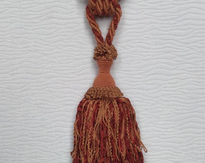Rust Brown Chenille Modern Tiebacks|Curtain tie backs.Modern Tassel Hold backs